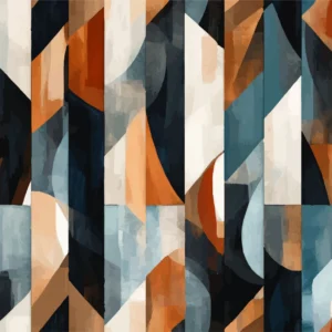 Papier Peint Géométrique Abstrait aux Nuances Bleu Orange et Noir