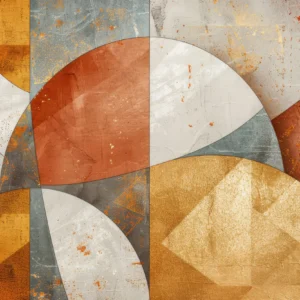 Papier peint abstrait géométrique aux tons ocre et dorés