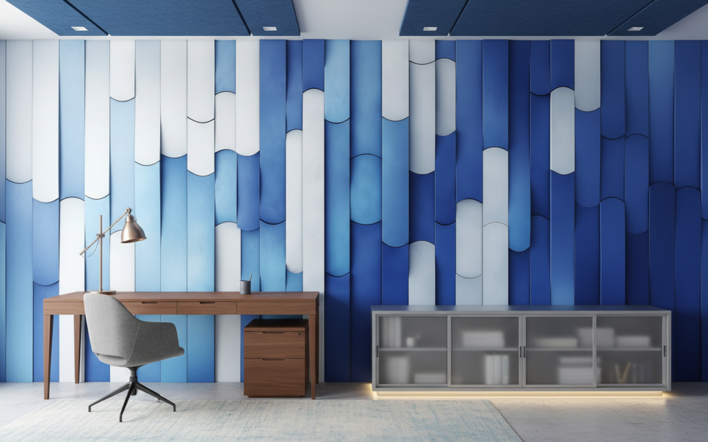 Papier Peint Géométrique Cylindres 3D Dégradé Bleu Marine - Bureau