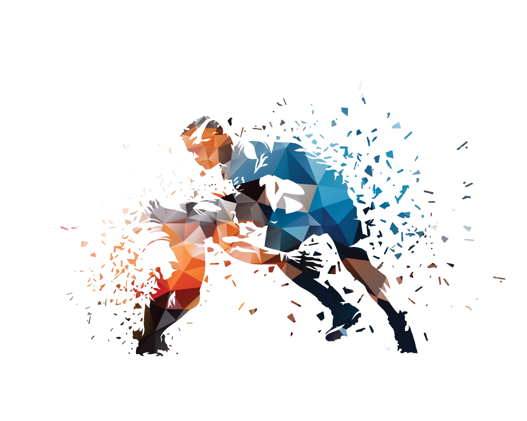 Papier Peint Géométrique Explosion Sportive Dynamique Polygonale Moderne