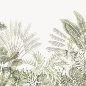 Papier Peint Jungle Tropicale Vintage aux Tons Vert Olive