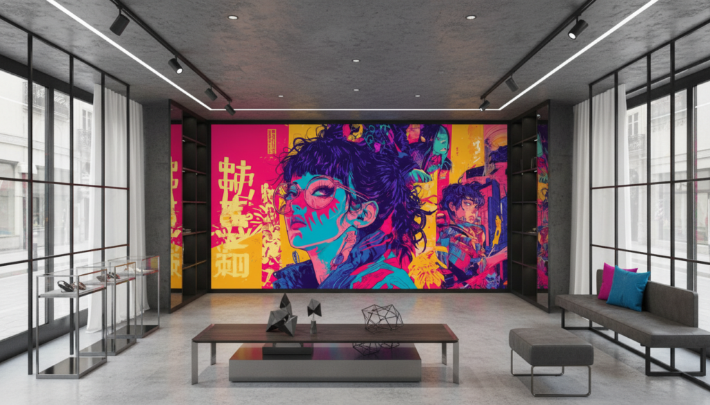 Papier Peint Manga Pop Art Anime Multicolore Vibrant - Boutique