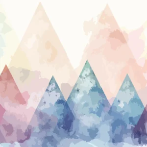 Papier Peint Montagnes Abstraites Aquarelle Pastel Géométrique