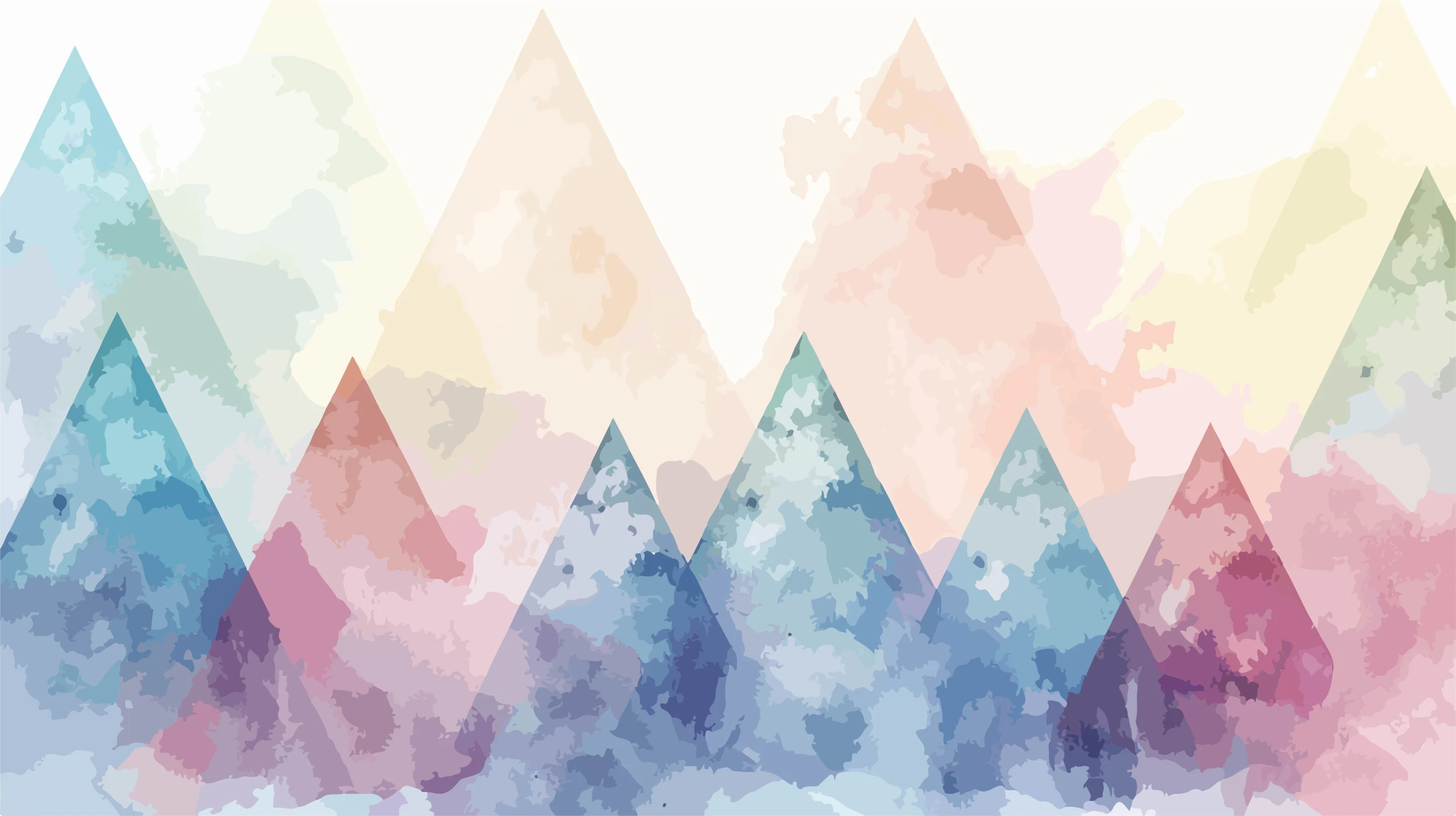 Papier Peint Montagnes Abstraites Aquarelle Pastel Géométrique