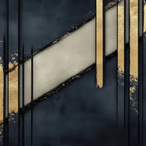 Papier Peint Géométrique Art Déco Bleu Marine et Or