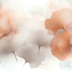 Papier peint feuilles de ginkgo aquarelle tons orangés et beiges