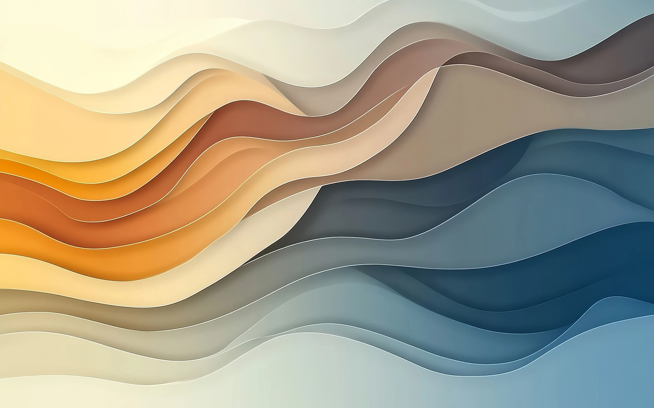 Papier Peint Vagues Fluides Dégradé Chaud Froid Moderne