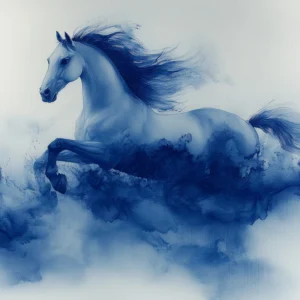 Papier Peint Cheval Bleu Abstrait Style Aquarelle Artistique