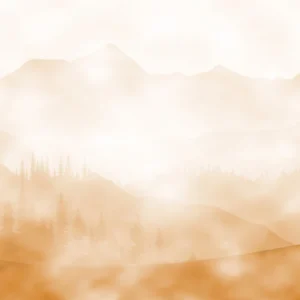 Papier Peint Panorama Montagnard Forêt de Conifères Ambiance Dorée