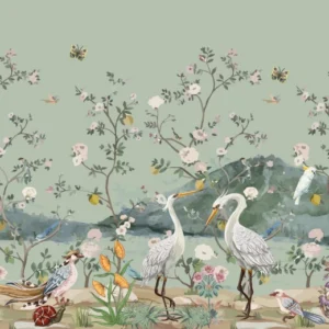 Papier Peint Panoramique Jardin Enchanté aux Animaux Sauvages et Oiseaux Exotiques