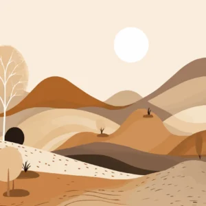 Papier peint paysage désertique aux tons chauds et naturels