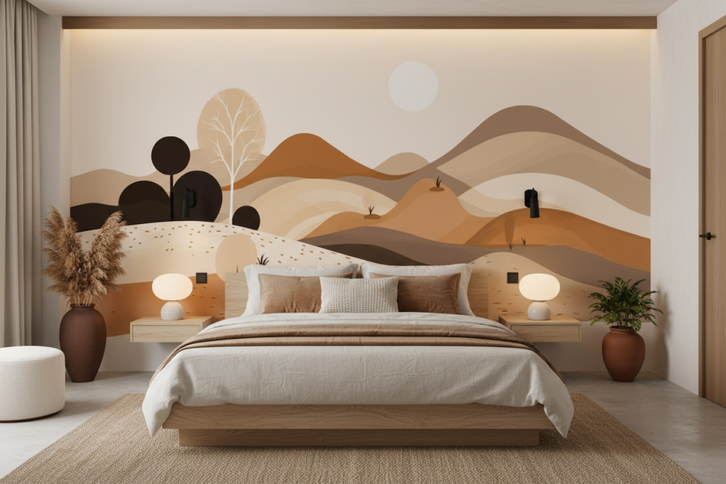 Papier peint paysage désertique aux tons chauds et naturels - Chambre adulte