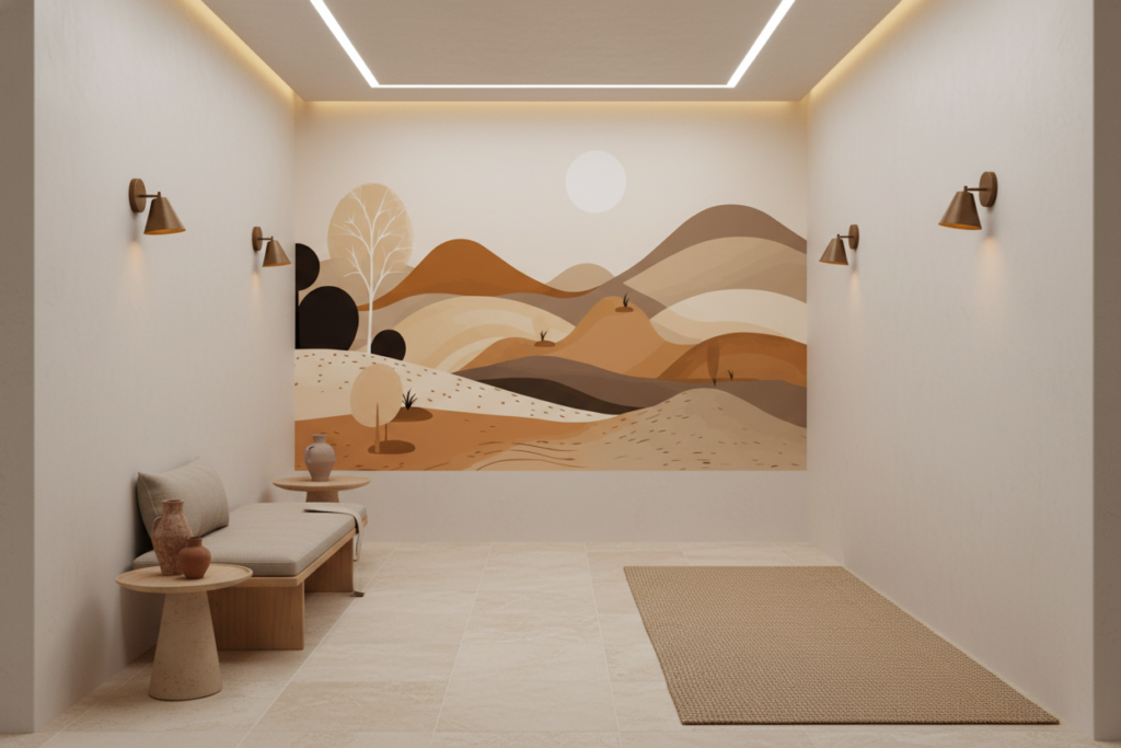 Papier peint paysage désertique aux tons chauds et naturels - Couloir