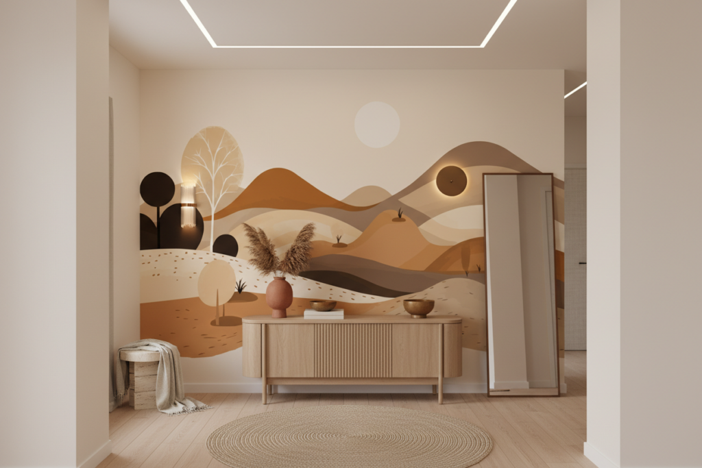 Papier peint paysage désertique aux tons chauds et naturels - Entrée