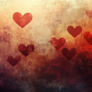 Papier Peint Romantique Cœurs Rouges Texture Vintage Grunge