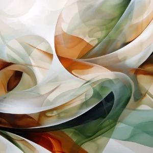 Papier Peint Abstrait Flux Ondulants Orange Vert Translucide