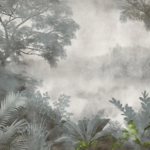 Papier Peint Jungle Tropicale Brume Matinale Atmosphère Mystérieuse
