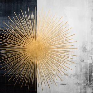 Papier Peint Soleil Doré Art Déco sur Fond Texturé Bicolore