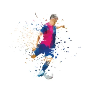 Papier peint sportif footballeur géométrique effet explosion coloré