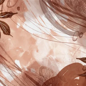 Papier peint tropical bohème aux tons terracotta et feuillages dorés