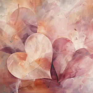Papier Peint Artistique Cœurs Entrelacés Effet Aquarelle Romantique
