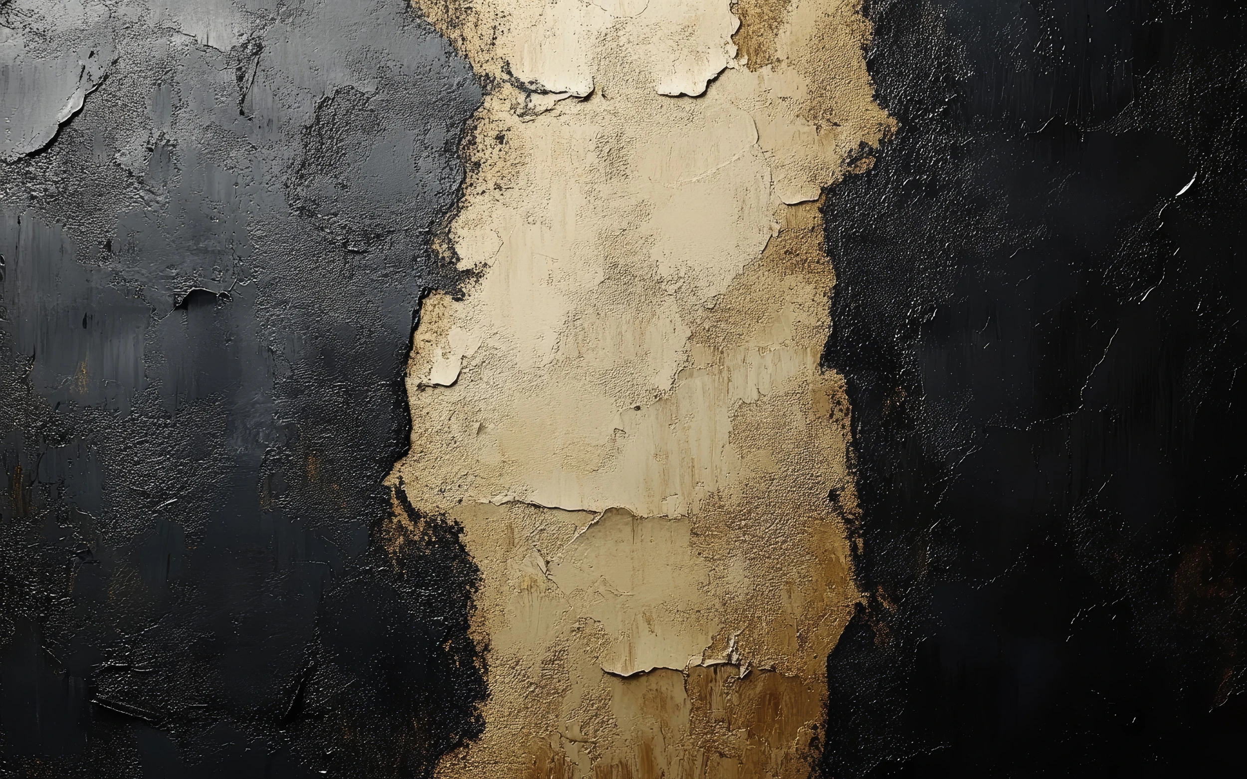 Papier Peint Texture Abstraite Noir Beige Effet Peinture Écaillée