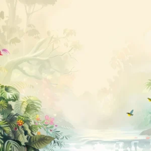 Papier Peint Tropical Paradis Jungle Luxuriante Oiseaux Exotiques Hibiscus