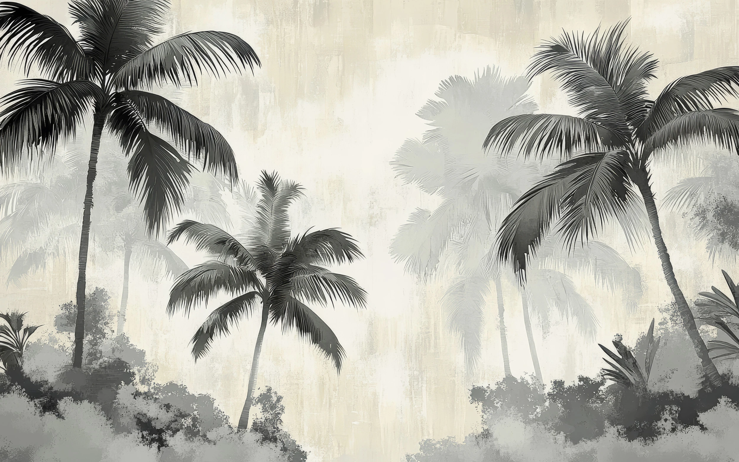 Papier peint tropical vintage palmiers sépia ambiance exotique