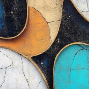 Papier Peint Abstrait Géométrique Formes Organiques Colorées Effet Craquelé