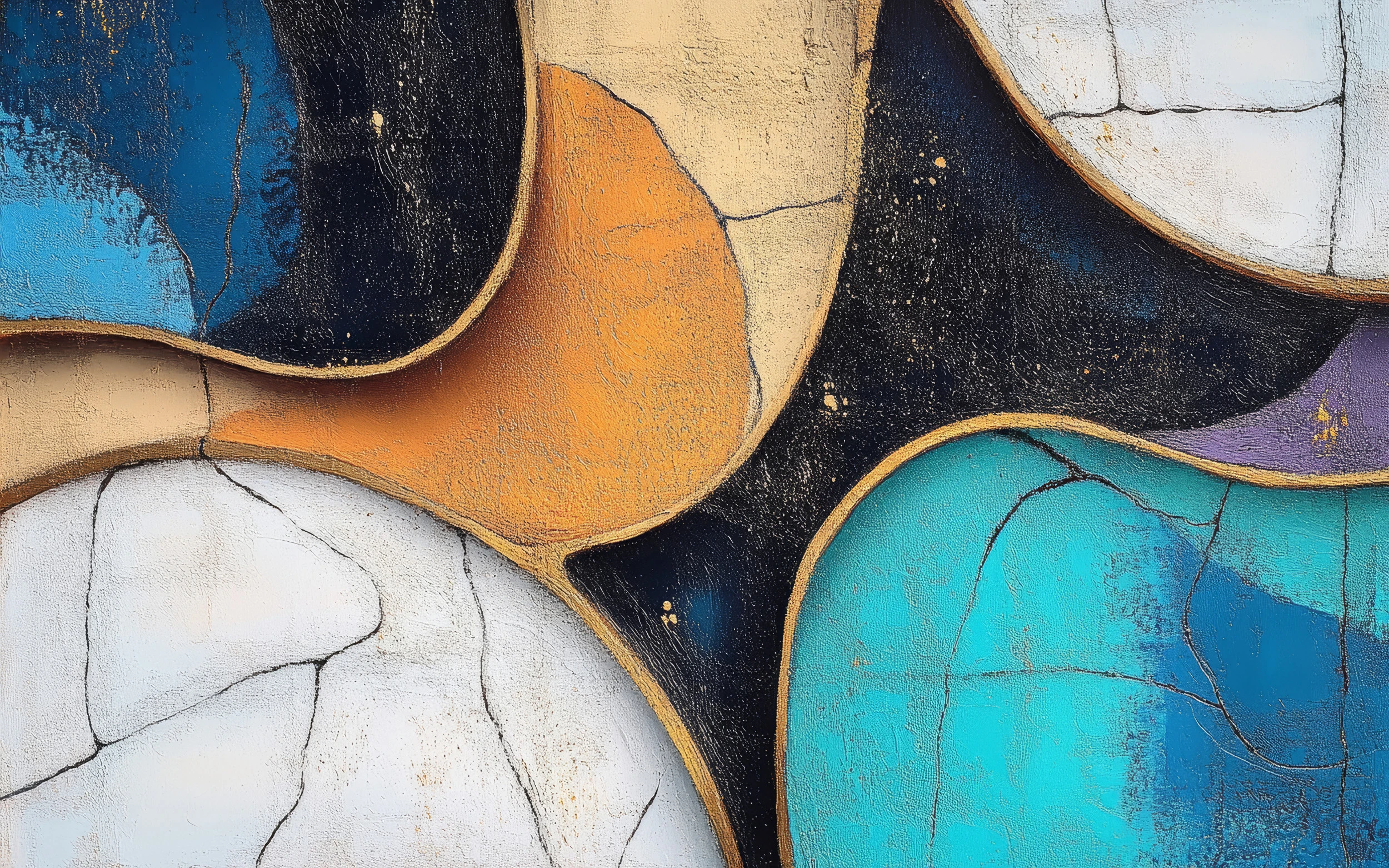 Papier Peint Abstrait Géométrique Formes Organiques Colorées Effet Craquelé