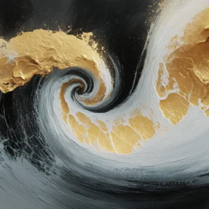 Papier Peint Vagues Dorées Spirale Marine Luxueuse Moderne