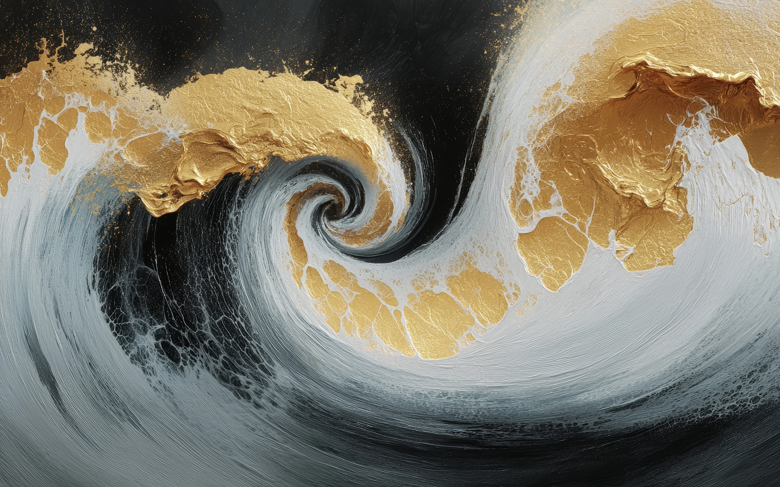 Papier Peint Vagues Dorées Spirale Marine Luxueuse Moderne