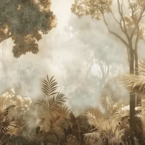 Papier peint jungle tropicale sépia ambiance safari vintage