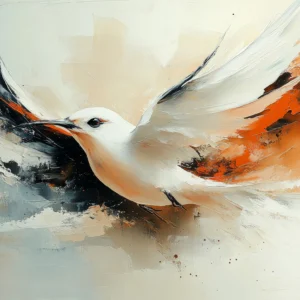 Papier Peint Artistique Oiseau en Vol Abstrait Orange