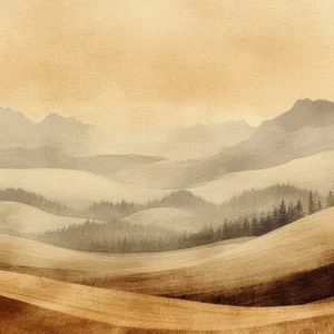 Papier peint panorama montagneux aux tons dorés et bruns