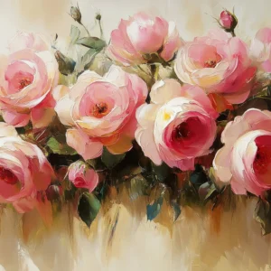 Papier Peint Romantique Bouquet de Roses Roses Aquarelle