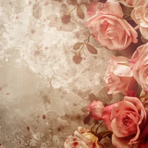 Papier peint vintage roses romantiques fond grunge beige rosé