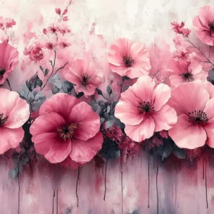 Papier Peint Fleurs Rose Aquarelle Style Romantique et Délicat