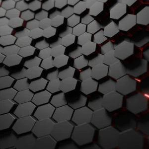 Papier Peint Hexagones 3D Futuristes avec Éclairage LED Rouge