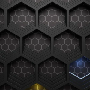 Papier Peint Hexagonal Futuriste avec Motifs Géométriques Lumineux Tech