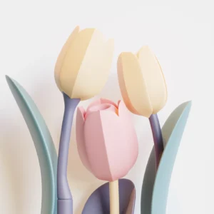 Papier peint tulipes pastel artistiques fond beige minimaliste