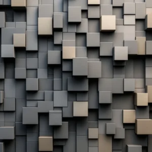 Papier peint 3D cubes géométriques relief moderne gris beige