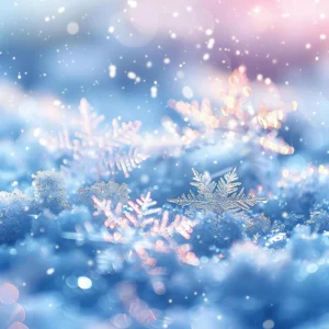 Papier Peint Flocons de Neige Cristal Bokeh Hiver Magique