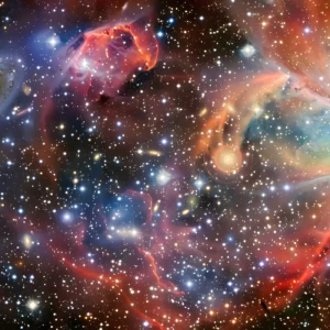 Papier Peint Galaxie Cosmique aux Nébuleuses Multicolores et Étoiles Scintillantes