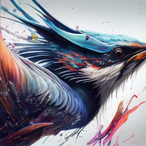 Papier Peint Artistique Colibri Abstrait aux Couleurs Éclatantes