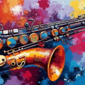 Papier Peint Saxophone Coloré Style Jazz Moderne Artistique