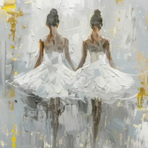 Papier Peint Ballerines Élégantes Abstrait Gris et Or