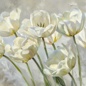 Papier peint tulipes blanches délicates style peinture artistique