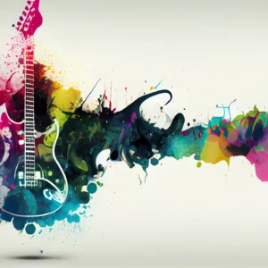 Papier Peint Guitare Électrique Explosion de Couleurs Artistique