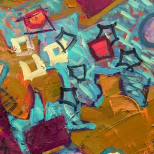 Papier peint abstrait expressionniste aux couleurs vibrantes et textures épaisses